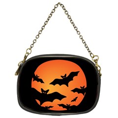 Halloween Bats Moon Full Moon Chain Purse (one Side)