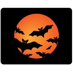 Halloween Bats Moon Full Moon Two Sides Fleece Blanket (medium) by Cendanart