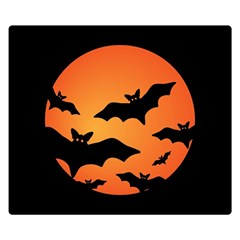 Halloween Bats Moon Full Moon Two Sides Premium Plush Fleece Blanket (small) by Cendanart