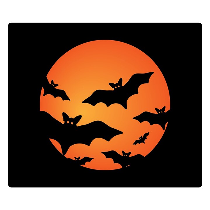 Halloween Bats Moon Full Moon Two Sides Premium Plush Fleece Blanket (Small)