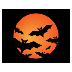 Halloween Bats Moon Full Moon Two Sides Premium Plush Fleece Blanket (medium) by Cendanart