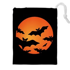 Halloween Bats Moon Full Moon Drawstring Pouch (4xl) by Cendanart