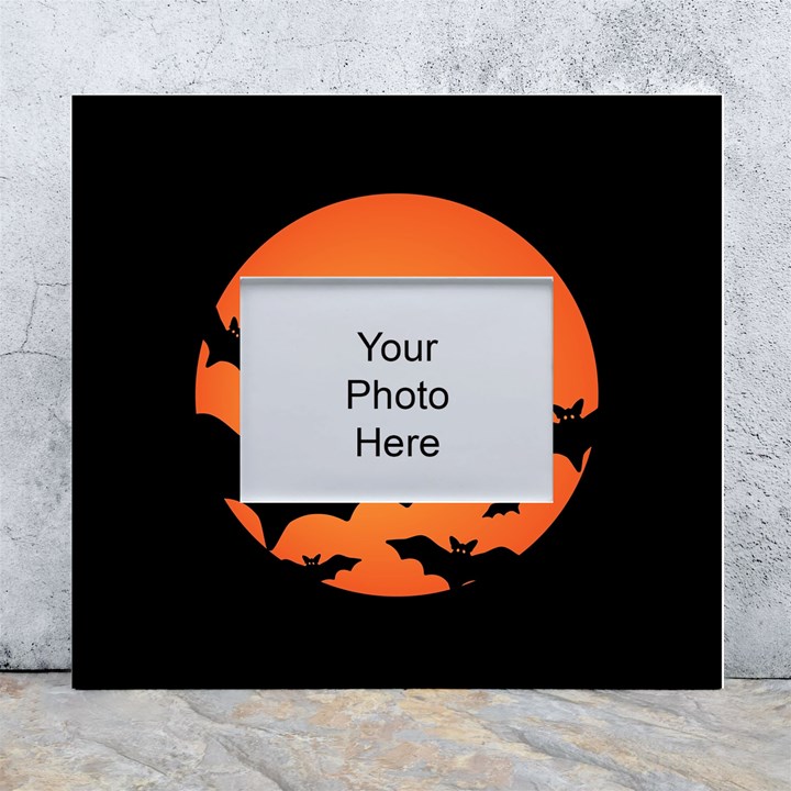 Halloween Bats Moon Full Moon White Wall Photo Frame 5  x 7 