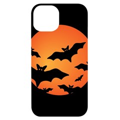 Halloween Bats Moon Full Moon Iphone 14 Black Uv Print Case by Cendanart