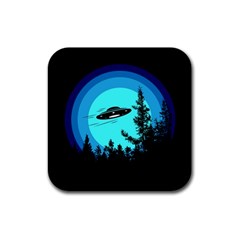 Ufo Alien Night Sky Night Rubber Coaster (square) by Cendanart