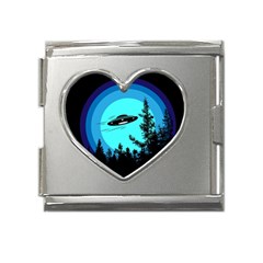 Ufo Alien Night Sky Night Mega Link Heart Italian Charm (18mm) by Cendanart