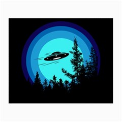 Ufo Alien Night Sky Night Small Glasses Cloth by Cendanart