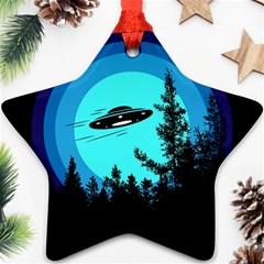 Ufo Alien Night Sky Night Star Ornament (two Sides) by Cendanart