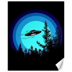 Ufo Alien Night Sky Night Canvas 11  X 14  by Cendanart