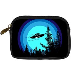 Ufo Alien Night Sky Night Digital Camera Leather Case by Cendanart