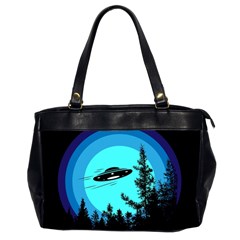 Ufo Alien Night Sky Night Oversize Office Handbag (2 Sides) by Cendanart