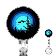 Ufo Alien Night Sky Night Stainless Steel Nurses Watch by Cendanart