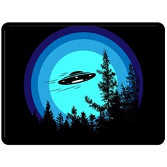 Ufo Alien Night Sky Night Two Sides Fleece Blanket (large) by Cendanart