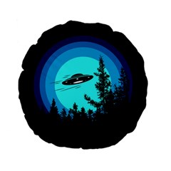 Ufo Alien Night Sky Night Standard 15  Premium Flano Round Cushions by Cendanart