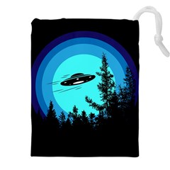 Ufo Alien Night Sky Night Drawstring Pouch (4xl) by Cendanart