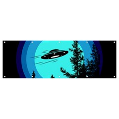 Ufo Alien Night Sky Night Banner And Sign 12  X 4  by Cendanart