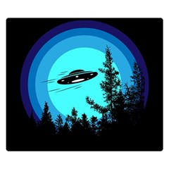 Ufo Alien Night Sky Night Premium Plush Fleece Blanket (small) by Cendanart