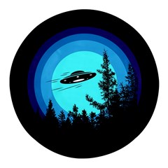 Ufo Alien Night Sky Night Round Glass Fridge Magnet (4 Pack) by Cendanart