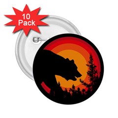 Forest Bear Silhouette Sunset 2 25  Buttons (10 Pack)  by Cendanart