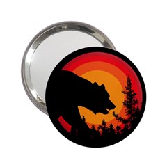 Forest Bear Silhouette Sunset 2 25  Handbag Mirrors by Cendanart