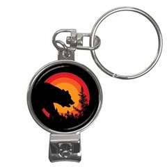 Forest Bear Silhouette Sunset Nail Clippers Key Chain by Cendanart