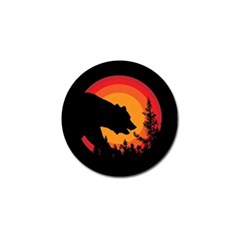 Forest Bear Silhouette Sunset Golf Ball Marker (4 Pack) by Cendanart