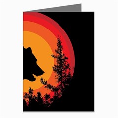 Forest Bear Silhouette Sunset Greeting Card by Cendanart