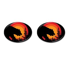 Forest Bear Silhouette Sunset Cufflinks (oval) by Cendanart