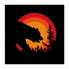 Forest Bear Silhouette Sunset Medium Glasses Cloth (2 Sides) by Cendanart