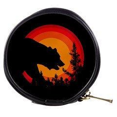 Forest Bear Silhouette Sunset Mini Makeup Bag by Cendanart