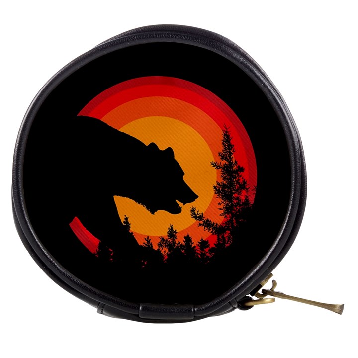 Forest Bear Silhouette Sunset Mini Makeup Bag