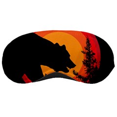 Forest Bear Silhouette Sunset Sleep Mask by Cendanart