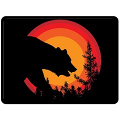 Forest Bear Silhouette Sunset Fleece Blanket (large) by Cendanart