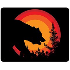 Forest Bear Silhouette Sunset Fleece Blanket (medium) by Cendanart