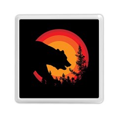 Forest Bear Silhouette Sunset Memory Card Reader (square) by Cendanart