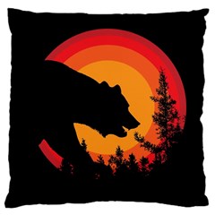 Forest Bear Silhouette Sunset Large Cushion Case (two Sides) by Cendanart