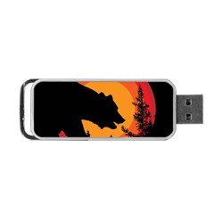 Forest Bear Silhouette Sunset Portable Usb Flash (one Side) by Cendanart