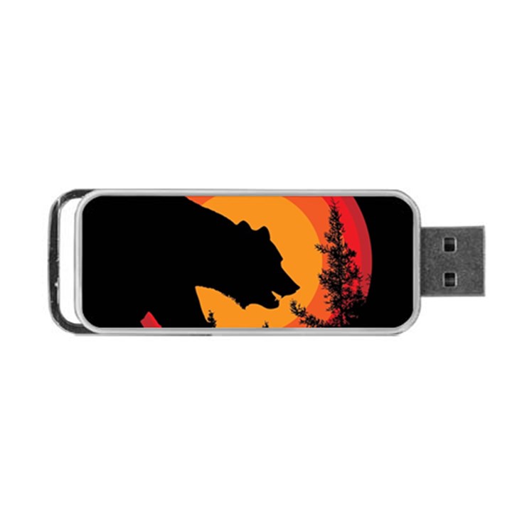 Forest Bear Silhouette Sunset Portable USB Flash (One Side)