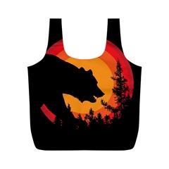 Forest Bear Silhouette Sunset Full Print Recycle Bag (m) by Cendanart