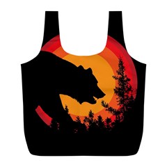 Forest Bear Silhouette Sunset Full Print Recycle Bag (l) by Cendanart