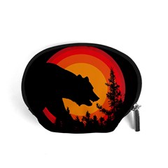 Forest Bear Silhouette Sunset Accessory Pouch (small) by Cendanart