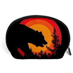 Forest Bear Silhouette Sunset Accessory Pouch (large) by Cendanart