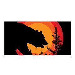 Forest Bear Silhouette Sunset Satin Wrap 35  X 70  by Cendanart