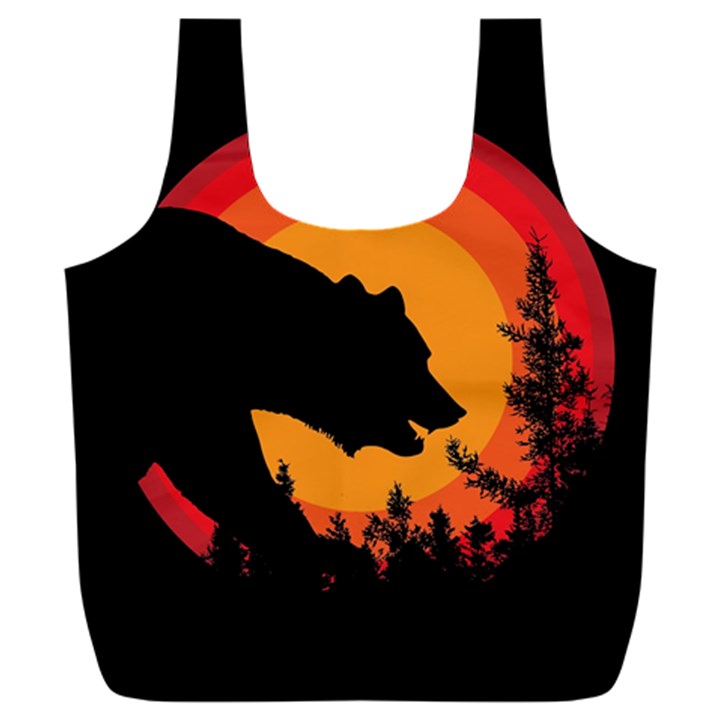 Forest Bear Silhouette Sunset Full Print Recycle Bag (XXL)