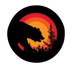 Forest Bear Silhouette Sunset Mini Round Pill Box (pack Of 5) by Cendanart