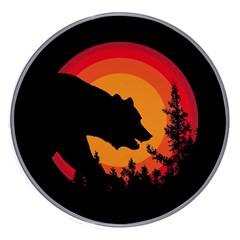 Forest Bear Silhouette Sunset Wireless Fast Charger(white) by Cendanart