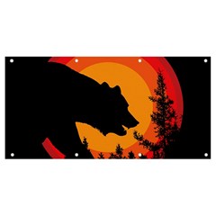 Forest Bear Silhouette Sunset Banner And Sign 8  X 4  by Cendanart