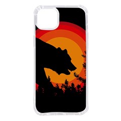 Forest Bear Silhouette Sunset Iphone 14 Plus Tpu Uv Print Case by Cendanart