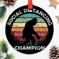 Monster Yeti Social Distance Monkey Ornament (round) by Cendanart