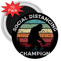 Monster Yeti Social Distance Monkey 3  Magnets (10 Pack)  by Cendanart